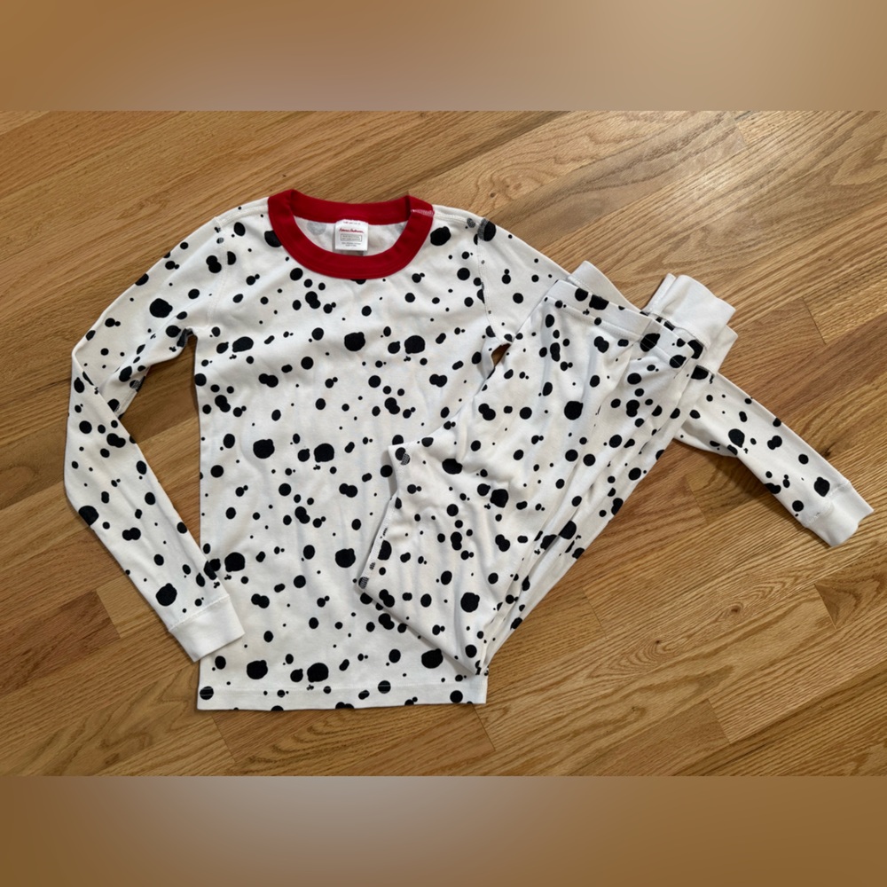 Hanna Andersson white & Black Polka Dot Pajama Set size 140cm girls 10